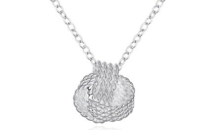 Mesh Knot Pendant Necklace in Silver Plating