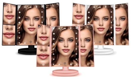 Tri-Fold Makeup Vanity Mirror with 21 Dimmable Touch LED Lights