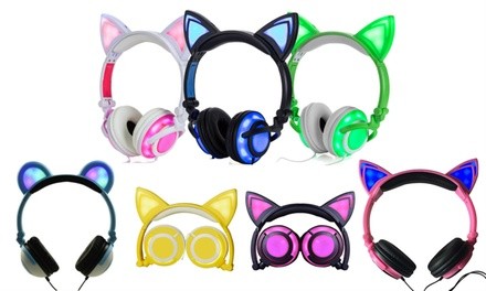 Jamsonic DJ-Style Light-Up Cat-Ear or Panda-Ear Headphones