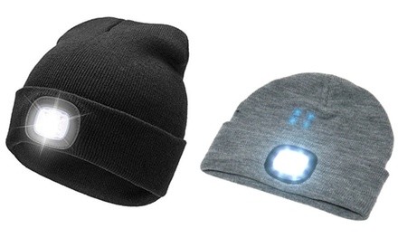 Beanie Hat with Built-In Rechargeable LED Head Lights