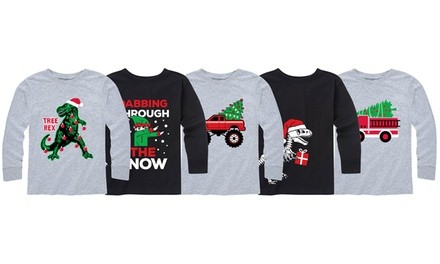 Kids' Humorous Christmas-Themed Long-Sleeve T-Shirt 