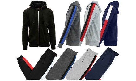 Galaxy By Harvic Men's Side Stripe Fleece Hoodie and Jogger Set